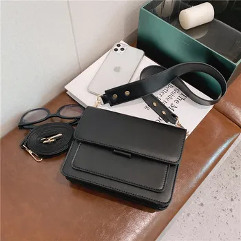 

Small bag women 2020 new Korean version of small square bag wide shoulder strap fashion Joker shoulder Messenger bag