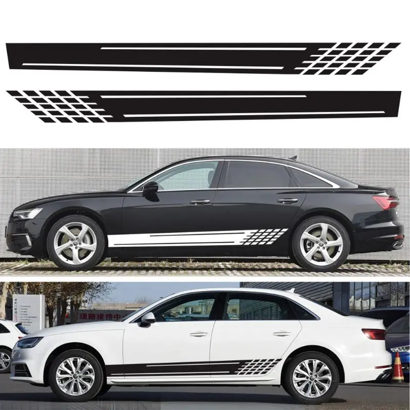 

Universal Car Side Skirt Sticker Auto Vinyl Wrap Racing Long Stripes Decals