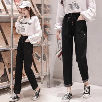 

Autumn High Waist Bow Harem Pants 2019 Loose Casual Brief Pants Women Pocket Fashion Vintage Korean Pantalones Mujer