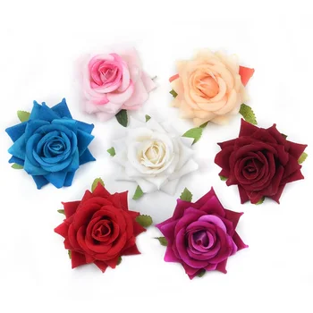 

20pcs/lot Artificial Flowers Rose Heads 6cm For Wedding Car Decorative Diy Scrapbooking Simulation Fake Rose Flower Wall Crafts