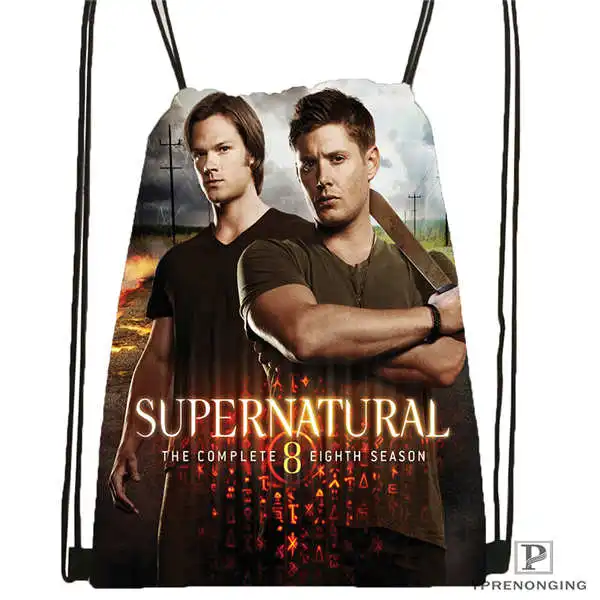 Drawstring Backpack Пользовательские Дин-сверхъестественная-походная сумка на шнурке милый рюкзак для детей(черная спинка) 31x40 см#180611-03-112 - Цвет: Drawstring Backpack