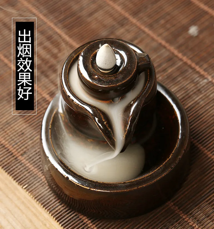 19 Style Creative Ceramic Incense Holder Portable Backflow Censer Aromatherpy Burner with Reflux Cones+ 10Pcs Incense