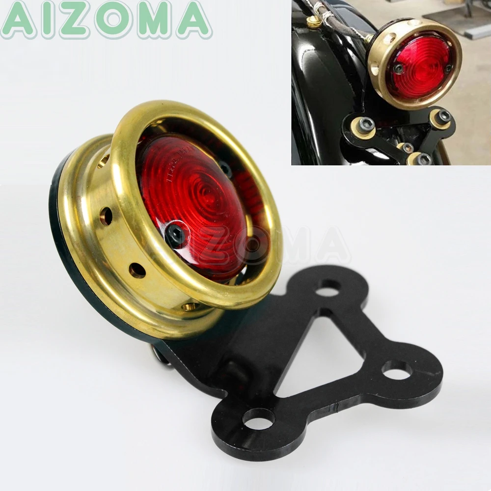 

Universal Brass Rear Brake Running Lights 12v LED Racer Taillights Stop Tail Lamp for Cruisers Bobber Custom Retro Taillight