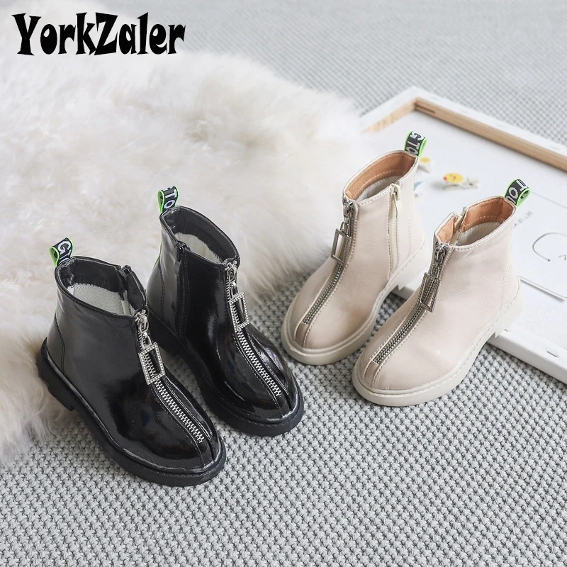 Yorkzaler Демисезонный модная детская одежда; для девочек из искусственной кожи, для детей дождя ботинки martin зимние Повседневное подростковая обувь 26-36