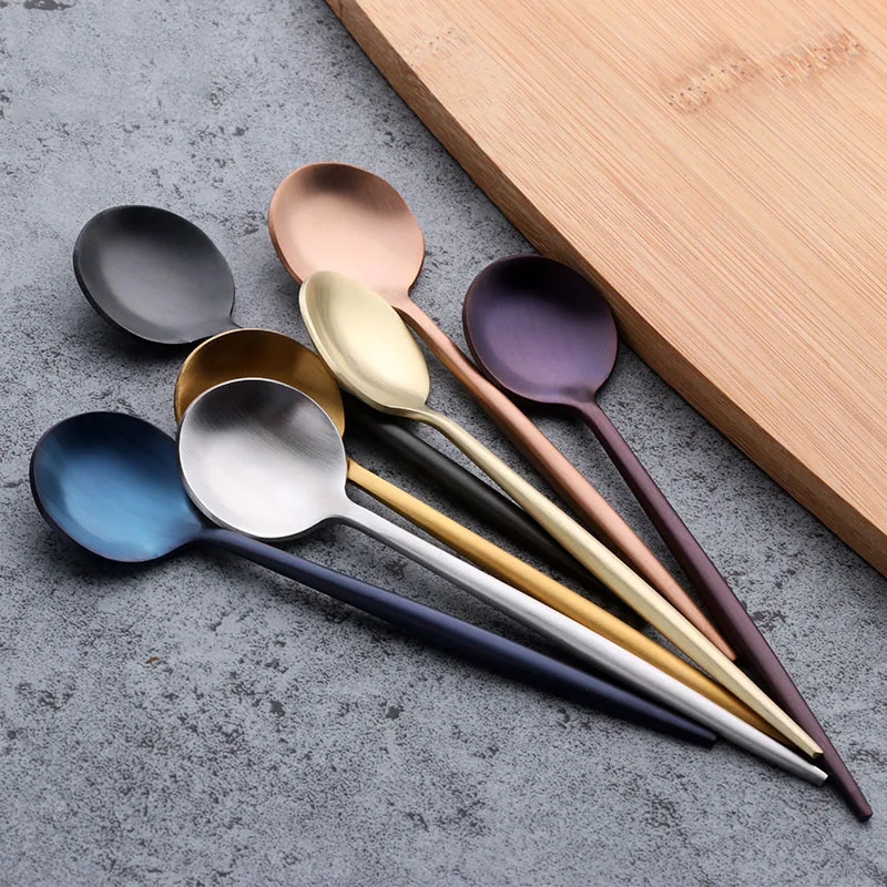 Tea Spoons 304 Stainless Steel Small Coffee Spoons Gold Tableware Cutlery Unique Gold Small Dessert Spoon Cafe Tea Spoon