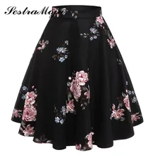 Sestra Moja, Ретро стиль, модная женская плиссированная юбка, Ретро стиль, цветочный принт, расклешенная юбка, высокая талия, миди, бальное платье, расклешенные короткие юбки