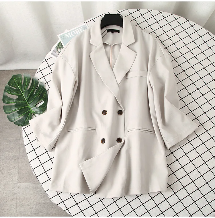 

Wt30 Autumn Non-mainstream Sense of Design Double Breasted Fold-down Collar Versatile Suit Casual Coat