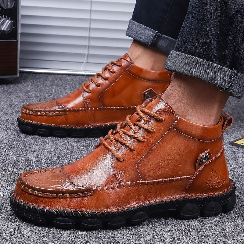 

2019 Shoes Men Genuine Leather Men Casual Shoes Black Brown Men Business Shoes High Quality Soft Brand Shoes Men Plus Size 48