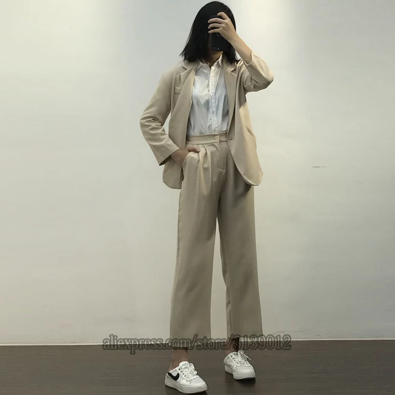 Женские костюмы, комплект с блейзером для офиса, Garnitur Damski Traje Mujer, костюм, Tailleur Femme Pantalon Et Veste, элегантные Брючные костюмы для женщин