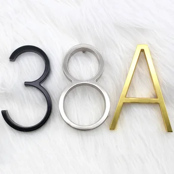 집 번호 및 문자 알파벳 5 인치, 집 문 호텔 야외 화장실 사인 주소 명판 금속 숫자 스티커 또는 나사