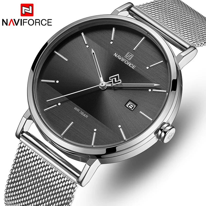 Мужские часы Лидирующий бренд NAVIFORCE простые кварцевые часы мужские стальные сетчатые водонепроницаемые часы с коробкой набор для продажи Relogio Masculino