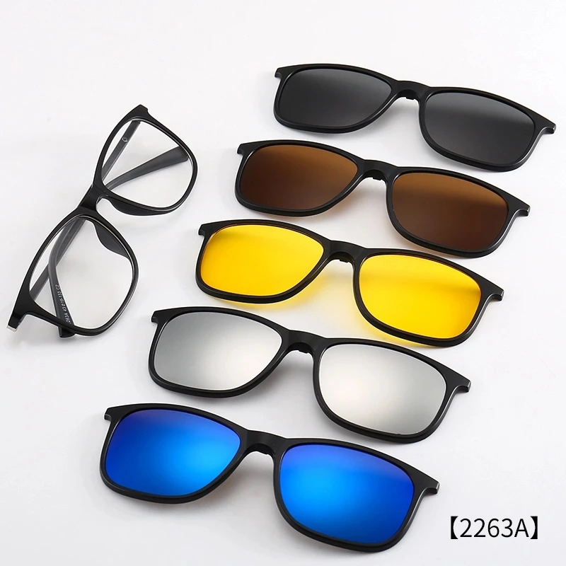 Polarized Sunglasses Clip 1 Optical Frame 5 Lenses Spring