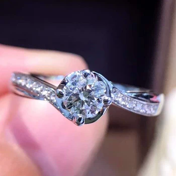 

18K White Gold 0.31 Carat Real Diamond Ring Round Women Wedding Party Engagement Anniversary Ring Birthday Present 0.31 Ct