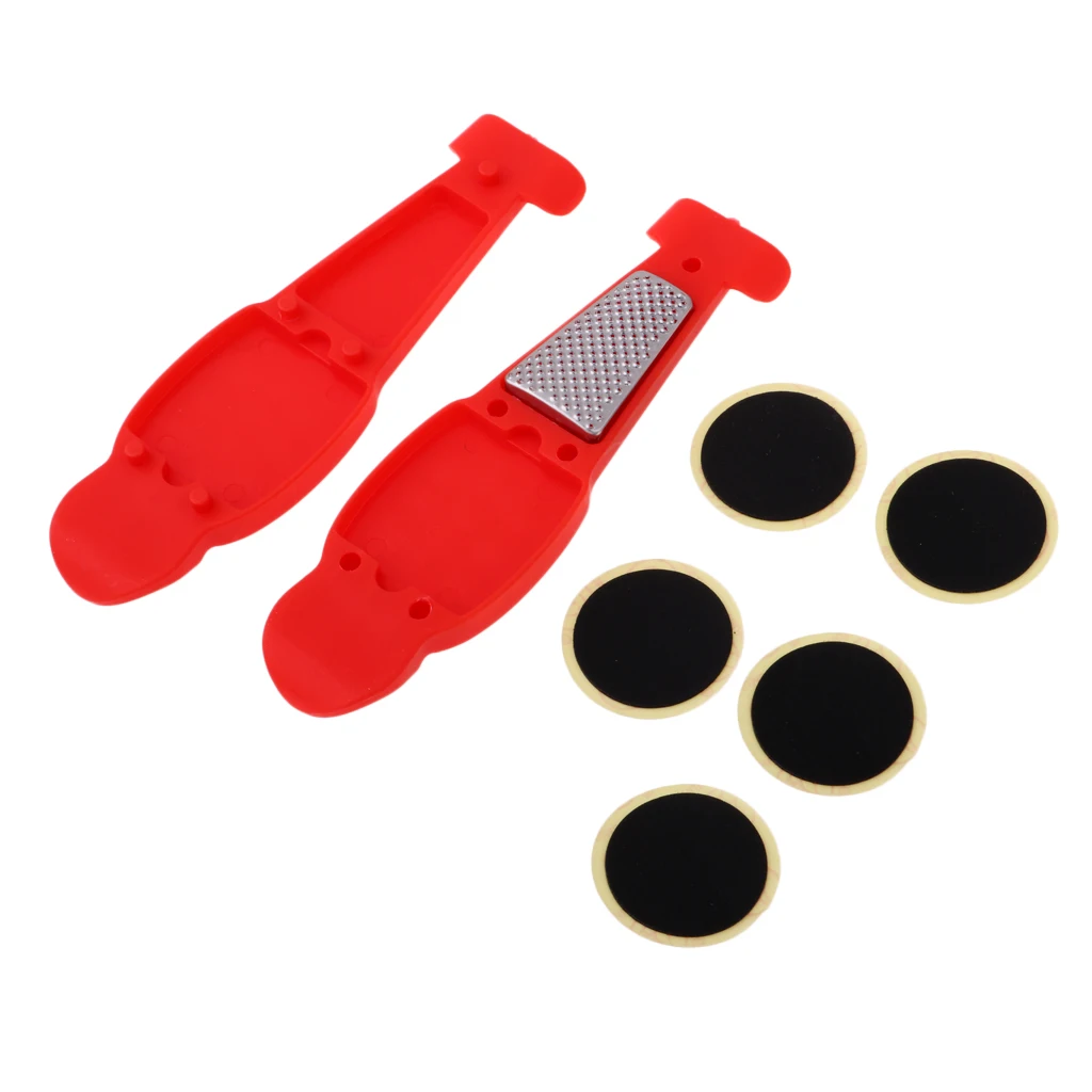 Portable Bike Tyre Levers Mini Bicycle Tool Set Glue-less Tube Patch Puncture Repair Kit Red and Orange