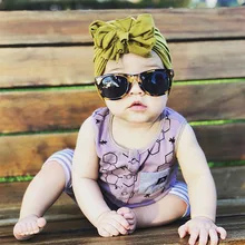 Популярные 16 цветов новорожденного мальчика и девочка шляпа тюрбан дети зима хлопок с бантом шапка для малыша шапки для детей головные уборы