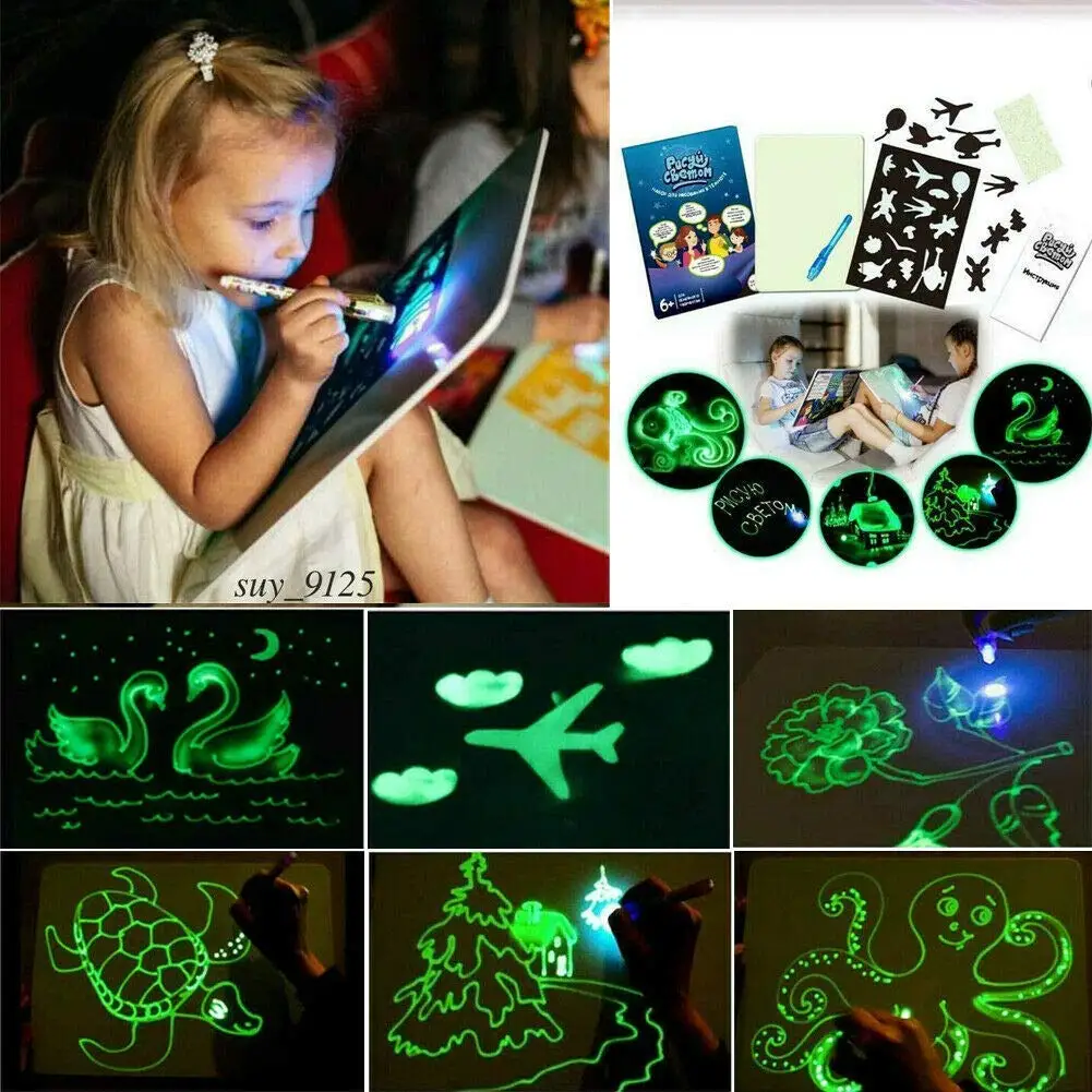 

Kids Luminous Graffiti 3D Painting Board Developing Toy Drawing Board Magic Draw Educational Toy