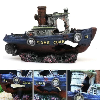 

Shipwreck Shelter Fish Tank Landscaping Ornament Simulation Crafts Aquarium Decorations Fish Entertainment Hiding Place Elegant