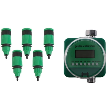 

6 Pcs Accessories: 5 Pcs Water Hose Adapter for Drip Irrigation & 1 Pcs Rain Sensor Watering Timer Irrigation Controller