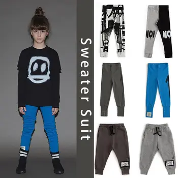 

Ins Autumn and Winter Nu Series Boys and Girls Sports Fashion Fan Europe and America Ultra-Stretch Cotton Leggings Trousers