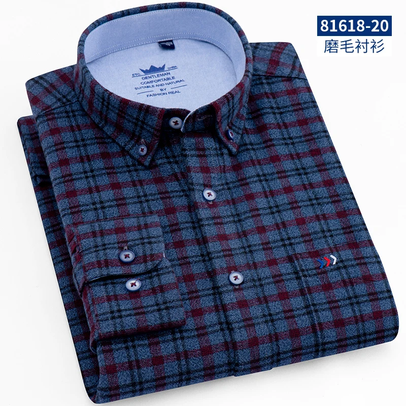 Мужские рубашки Оксфорд с длинным рукавом Осенняя рубашка Повседневная Camisa Модная приталенная Chemise Homme брендовая Высококачественная Топ на пуговицах XL - Цвет: 20