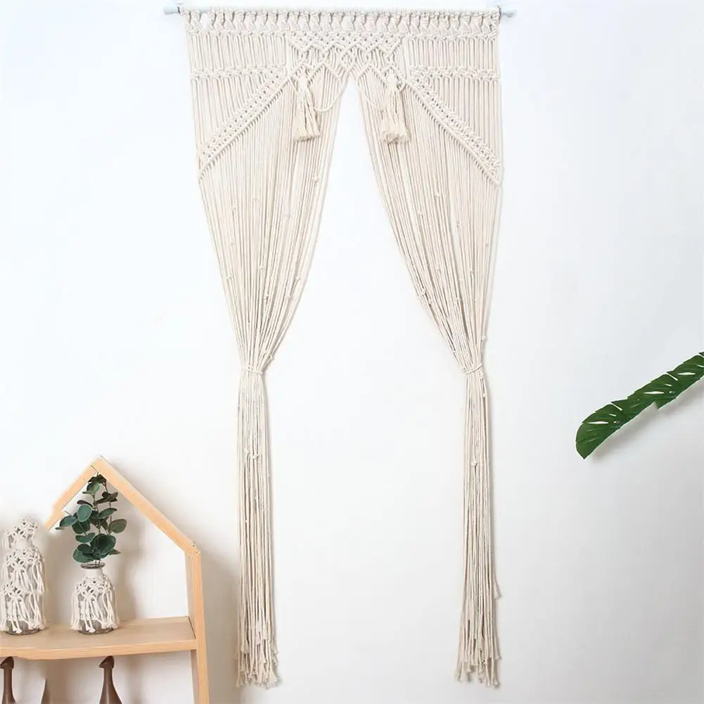 Cortina de macramé tejida para colgar en la pared, decoración Bohemia hecha  a mano para ventana, puerta, dormitorio, sala de estar y apartamento -  AliExpress