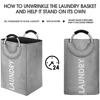 Collapsible Fabric Laundry Hamper with Ring Aluminum Handle for Easy Carry Portable Washing Bin Folding Clothes Bag 6