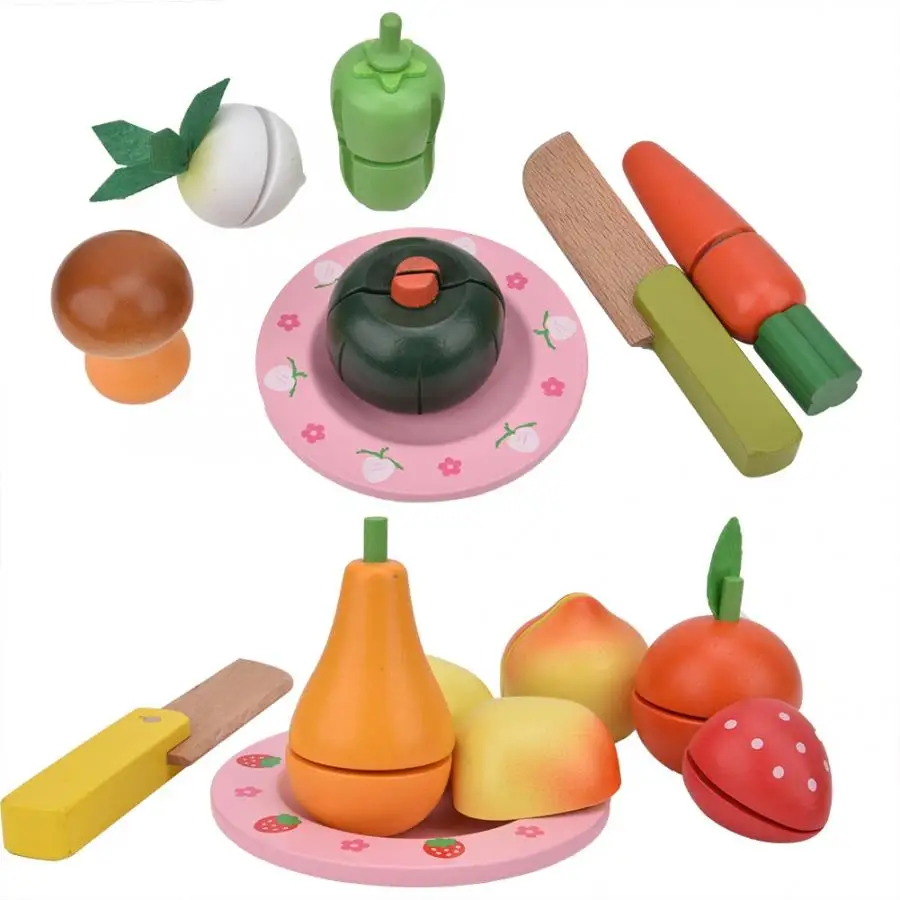Children Kitchen Pretend Play Plastic Food Toy Cutting Fruit Vegetable Food Miniature Play Do House Education Toy Gift for Kids