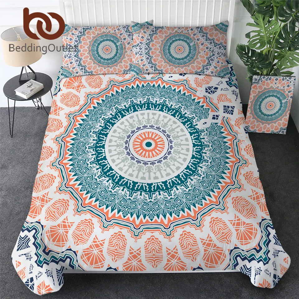 Постельные принадлежности Outlet Мандала Комплект постельного белья Boho Flower Розовый Синий пододеяльник богемный домашний текстиль этническое постельное белье 3 предмета King size