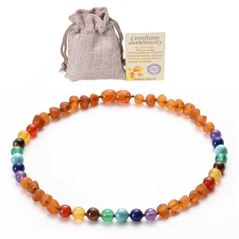 

Baltic Sea Natural Amber Baby Necklace Colorful Chakra Chakra Baby Teething Frosted Amber Necklace Jewelry Health Environmental