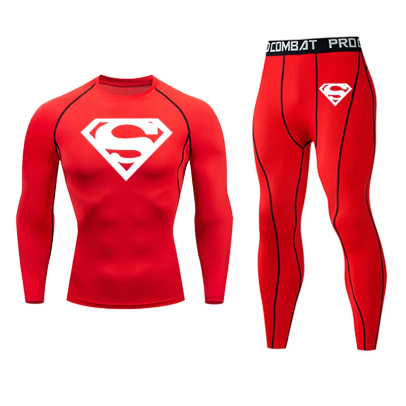 Мужское зимнее теплое бархатное термобелье с Суперменом, кальсоны, пижамный комплект для мужчин, однотонный теплый зимний комплект нижнего белья - Цвет: sets7