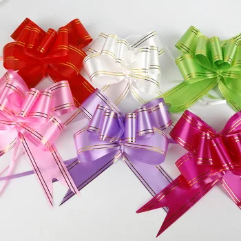 

100pcs/bag M Snow Yarn Pull Flower Ribbon Bows Bowknot Wedding Car Decoration Valentine's Day Party Birthday Decor