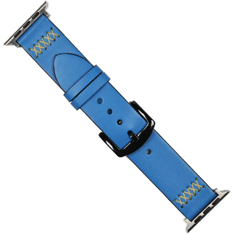 Ремешок для часов Apple Watch из натуральной кожи 38 мм 40 мм 42 мм 44 мм для iWatch серии 5 4 3 2 1 с адаптером черного или серебристого цвета
