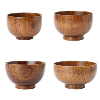 

Natural Jujube Wooden Rice Soup Bowl Food Containter Kitchen Utensil Tableware L4MF