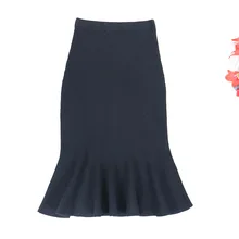 Осень-зима, новая классическая плиссированная юбка с высокой талией, эластичная облегающая юбка, вязанная Длинная женская юбка с рыбий хвост, faldas mujer moda