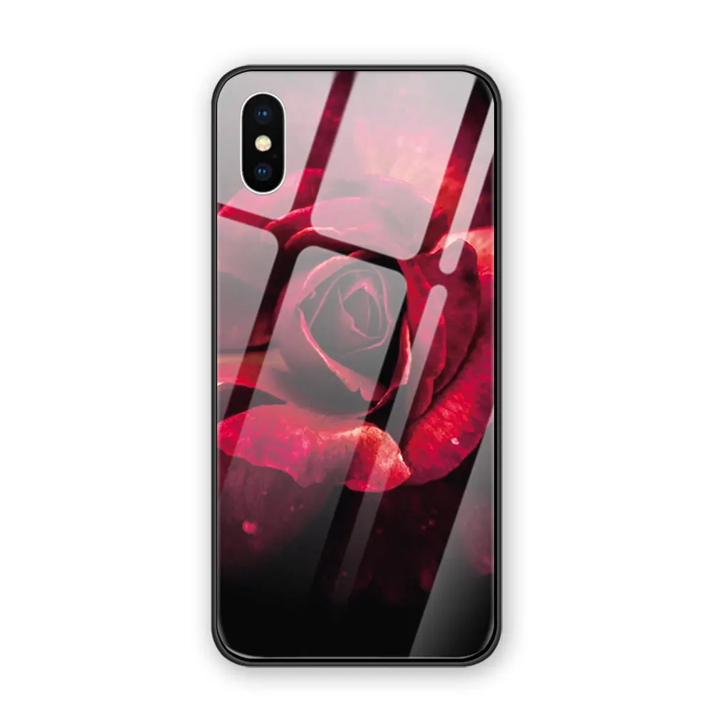 Романтический чехол из закаленного стекла для iphone XR X XS MAX 5 5S 6 6S 7 8 Plus 11 11ProMax Coque Funda - Цвет: 6