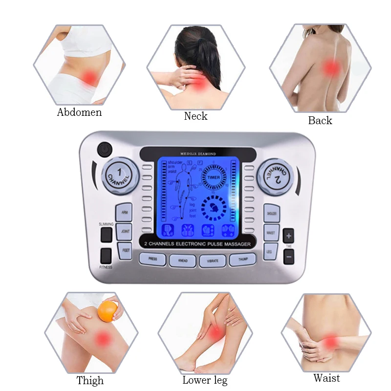 Tens Massager Ems Muscle Stimulator Acupuncture Electrical Pads Pulse Low Frequency Physiotherapy Slimming Machine Health Care