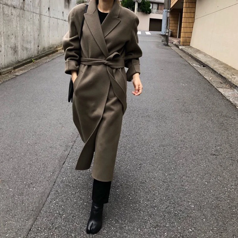 

2019 Winter loose cashmere coat women long oversize wool coat