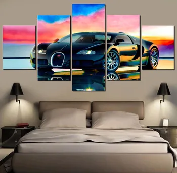 

5 Piece Bugatti Sports Car Painting For Home Decor Paintings On Canvas Wall Art For Home Decorations Wall Decor Artwork