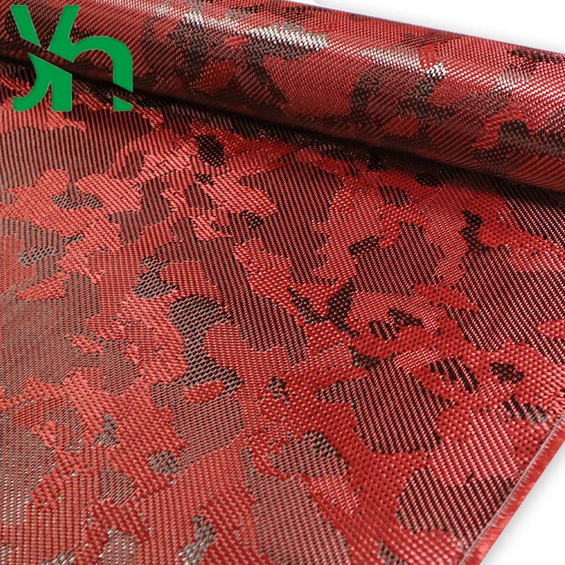 Gepersonaliseerde Decoratie Modificatie Van 3K210g Rood Camouflage Patroon Kevlar Gemengde Koolstofvezel Doek Auto Cover