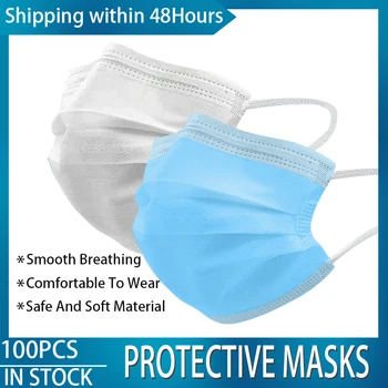 

10-100PCS Disposable Face Mask Filter 3-ply Soft Breathable Protective Masks Anti Pollution Facemasks Mascarillas Masque