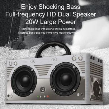 

wireless speaker wooden Bluetooth 4.2 subwoofer w9 portable hands-free retro 20W surround sound FM radio 3000mAh TF AUX for PC