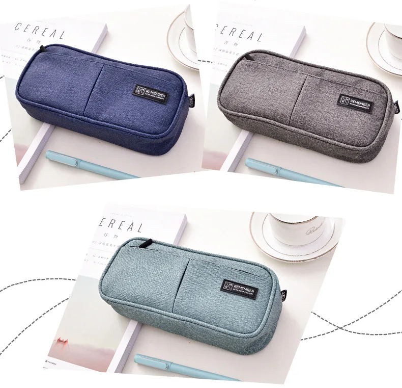 Caixa de Lápis de Cor Bolsa do Lápis de Grande Caixa de Multi-função Deli Papelaria Escola Sólida Simples Capacidade Bolsa Zipper 66782 8 High Quality Material escolar e de escritório