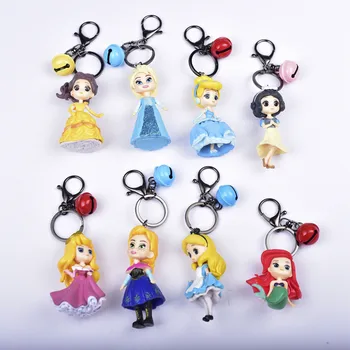 

8pcs Frozen Sofia Elsa and Anna Princess Cartoon Key Button Pendant Mermaid Accessories Key Chains Cute Key Chain Women Gifts