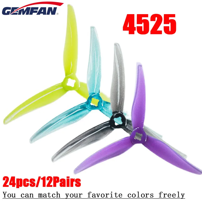 24 шт./12 пар Gemfan Hurricane 4525 3-лопастные 4 5 дюйма 4.5X2.5X3 PC FPV Пропеллер для 2004 бесщеточного