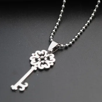 

5 Stainless steel retro flower key necklace love heart lock unique symbol snowflake unlocking tool hollow key love jewelry