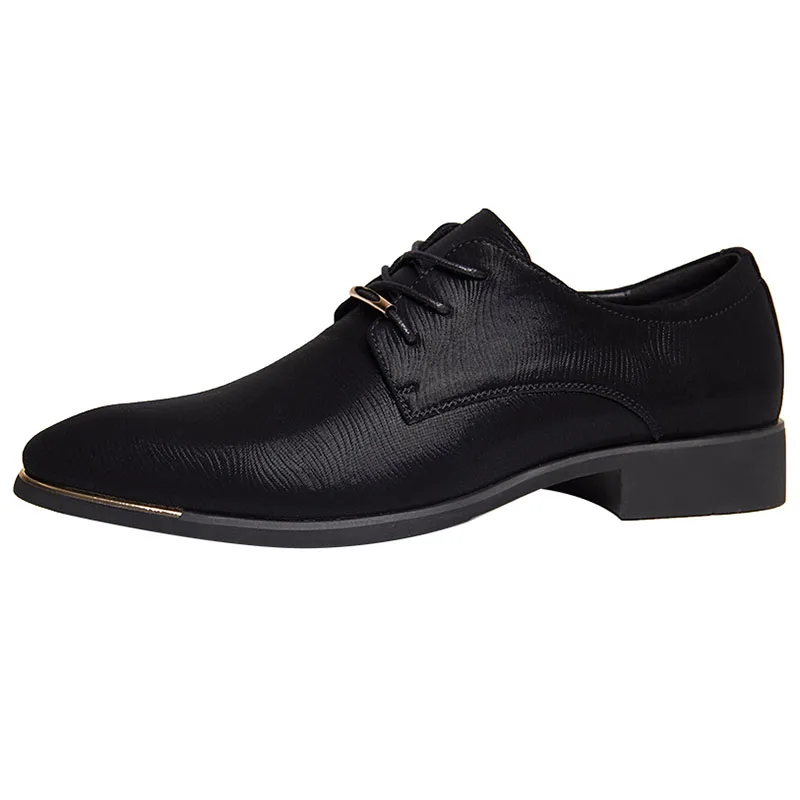Business Men Leather Shoes Fashion Formal Dress Shoes Men Breathable Pointed Toe Office Wedding Shoes Flats Footwear Black Cloth - Image 5