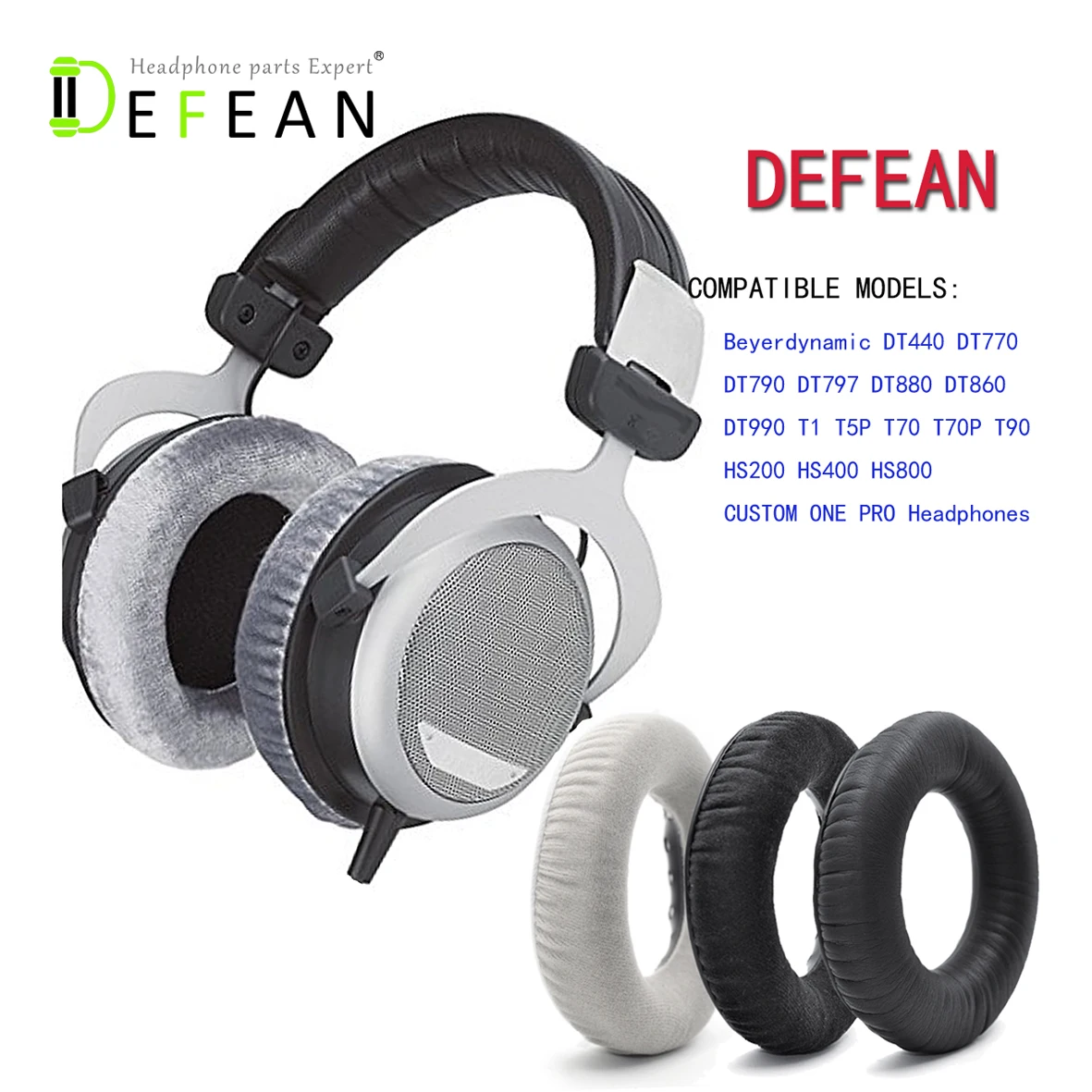 Defean Замена мягкие амбушюры для Beyerdynamic DT880 DT860 DT990 DT770 T5P T70 T70P T90 T5P T1 наушников