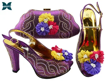 

Italian design Shoe and Bag Sets 2020 Hot Selling Nigerian Shoes and Bags to Match Shoes with Bag Set with Shinning Crystal