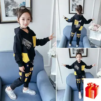 

Kids Girls Spring/Autumn Set 2020 Latest Girl Sports Hip Hop Set Black Christmas Two Piece Set Baby Girl Clothes 4 6 8 10 12Y