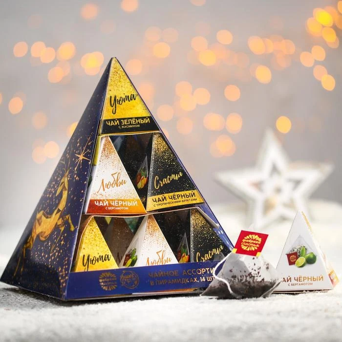 Чайная коллекция С Новым годом: ассорти вкусов 14 пирамидок | Дом и сад